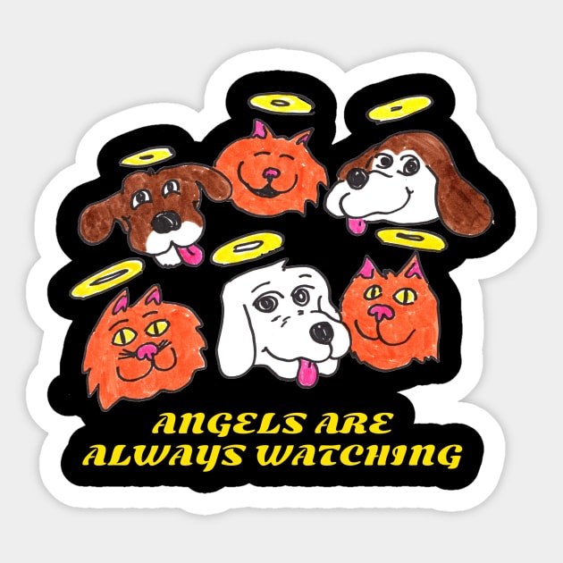 Angels Are Always Watching Sticker by ConidiArt